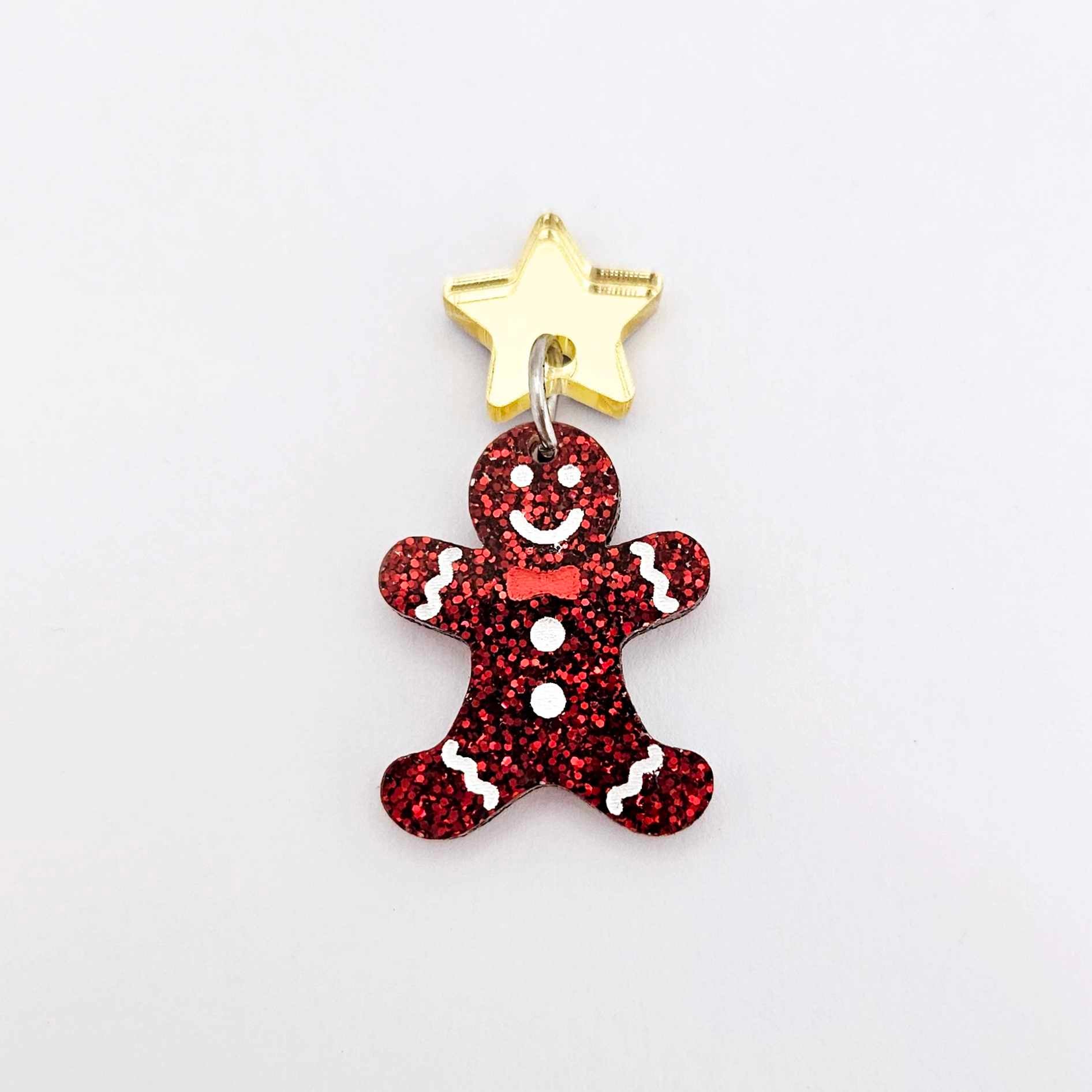 red glitter gingerbread men Christmas Xmas DIY earring supplies laser cut acrylic mini small petite dangles blanks engraved paint fill kids