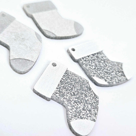 silver glitter stockings Christmas DIY earring supplies laser cut acrylic dangles blanks engraved paint fill craft