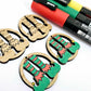 oak wood veneer elf legs hoops Christmas Xmas DIY earring supplies laser cut acrylic paint fill engraved