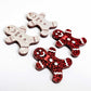 red glitter gingerbread men Christmas Xmas DIY earring supplies laser cut acrylic mini small petite dangles blanks engraved paint fill kids