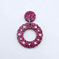 hot pink glitter wreath Christmas Xmas bows DIY earring supplies laser cut acrylic dangles blanks engraved paint filled baubles layered hoops