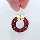 red glitter wreath Christmas Xmas bows DIY earring supplies laser cut acrylic dangles blanks engraved paint filled baubles layered hoops