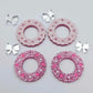 pink glitter wreath Christmas Xmas bows DIY earring supplies laser cut acrylic dangles blanks engraved paint filled baubles layered hoops