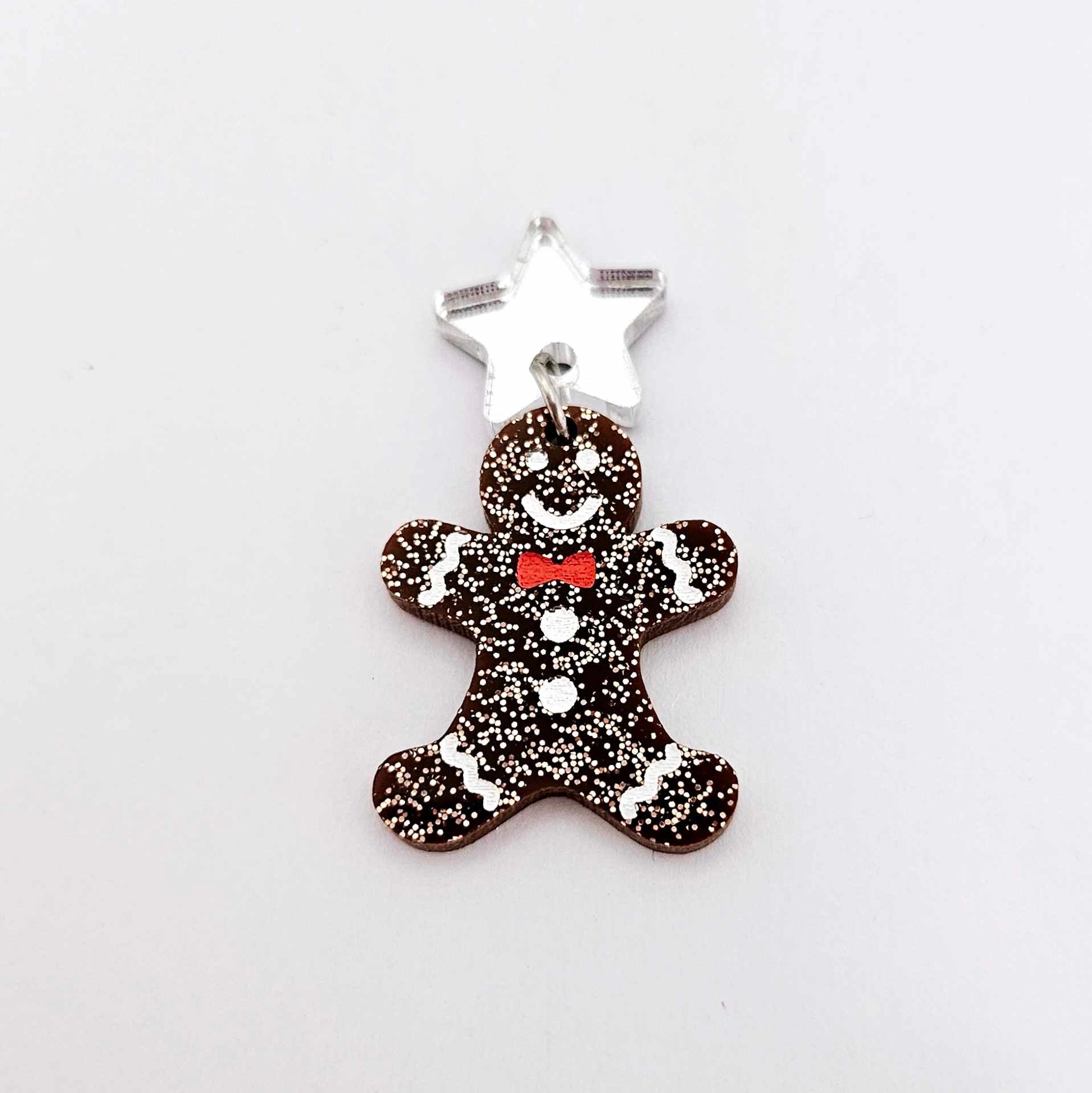 copper bronze brown glitter gingerbread men Christmas Xmas DIY earring supplies laser cut acrylic mini small petite dangles blanks engraved paint fill kids