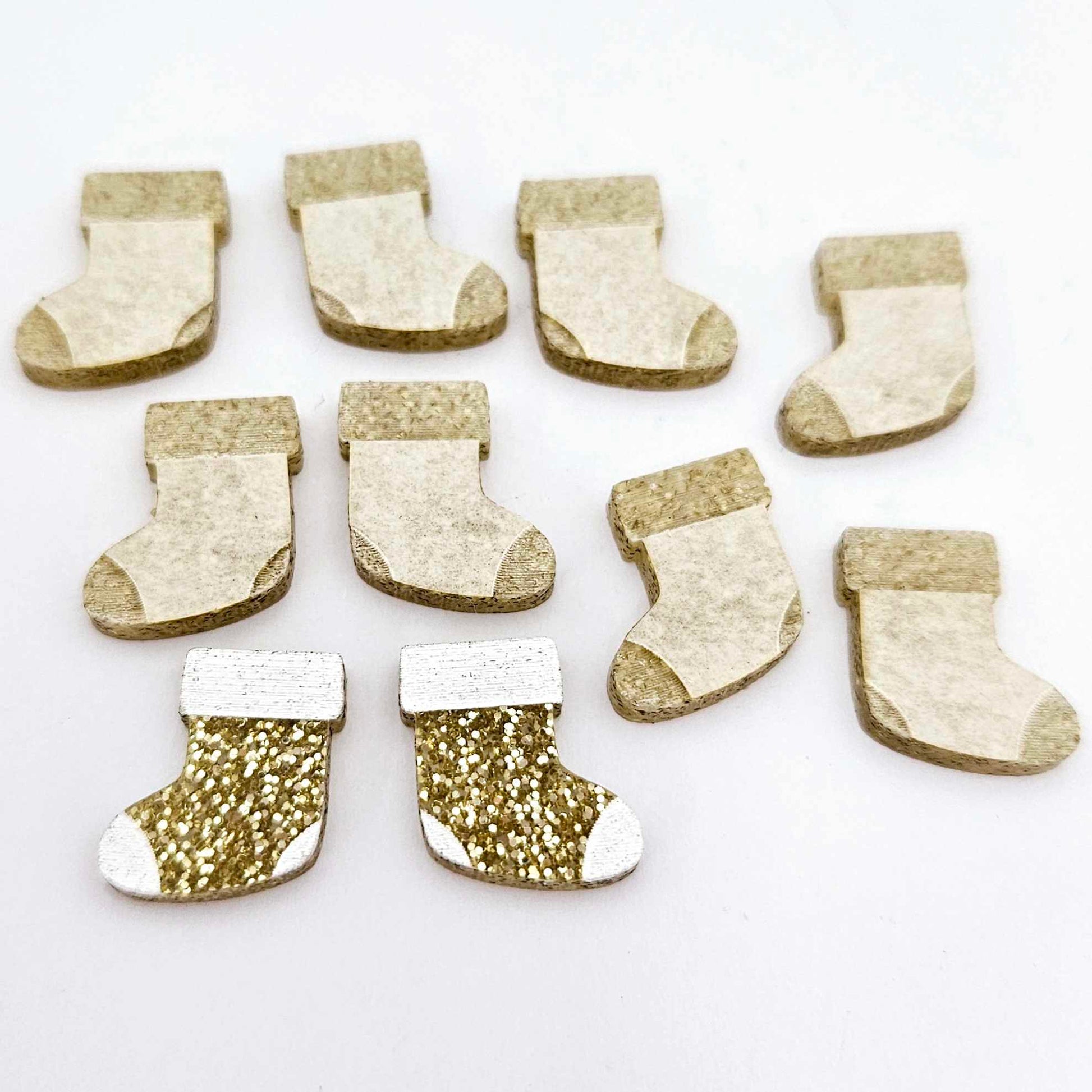 gold glitter stockings Christmas Xmas DIY earring supplies laser cut acrylic studs blanks paint fill engraved