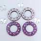 purple glitter wreath Christmas Xmas bows DIY earring supplies laser cut acrylic dangles blanks engraved paint filled baubles layered hoops