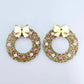 gold glitter wreath Christmas Xmas bows DIY earring supplies laser cut acrylic dangles blanks engraved paint filled baubles layered hoops