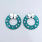 teal glitter wreath Christmas Xmas bows DIY earring supplies laser cut acrylic dangles blanks engraved paint filled baubles layered hoops