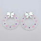 fairy dust clear silver glitter wreath Christmas Xmas bows DIY earring supplies laser cut acrylic dangles blanks engraved paint filled baubles layered hoops