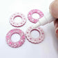 pink glitter wreath Christmas Xmas bows DIY earring supplies laser cut acrylic dangles blanks engraved paint filled baubles layered hoops