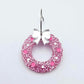 pink glitter wreath Christmas Xmas bows DIY earring supplies laser cut acrylic dangles blanks engraved paint filled baubles layered hoops