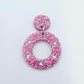 pink glitter wreath Christmas Xmas bows DIY earring supplies laser cut acrylic dangles blanks engraved paint filled baubles layered hoops