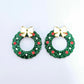 green glitter wreath Christmas Xmas bows DIY earring supplies laser cut acrylic dangles blanks engraved paint filled baubles layered hoops