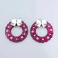 hot pink glitter wreath Christmas Xmas bows DIY earring supplies laser cut acrylic dangles blanks engraved paint filled baubles layered hoops