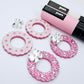 pink glitter wreath Christmas Xmas bows DIY earring supplies laser cut acrylic dangles blanks engraved paint filled baubles layered hoops