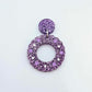 purple glitter wreath Christmas Xmas bows DIY earring supplies laser cut acrylic dangles blanks engraved paint filled baubles layered hoops