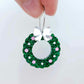 green glitter wreath Christmas Xmas bows DIY earring supplies laser cut acrylic dangles blanks engraved paint filled baubles layered hoops