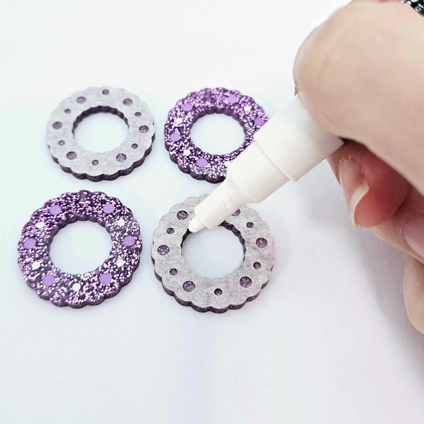 purple glitter wreath Christmas Xmas bows DIY earring supplies laser cut acrylic dangles blanks engraved paint filled baubles layered hoops