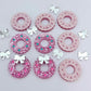 pink glitter wreath Christmas Xmas silver mirror bows DIY earring supplies laser cut acrylic studs blanks engraved paint filled baubles statement
