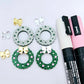 green glitter wreath Christmas Xmas bows DIY earring supplies laser cut acrylic dangles blanks engraved paint filled baubles layered hoops