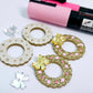 gold glitter wreath Christmas Xmas bows DIY earring supplies laser cut acrylic dangles blanks engraved paint filled baubles layered hoops