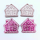 hot pink glitter gingerbread houses Christmas Xmas DIY earring supplies laser cut acrylic dangles blanks engraved paint fill icing frosting