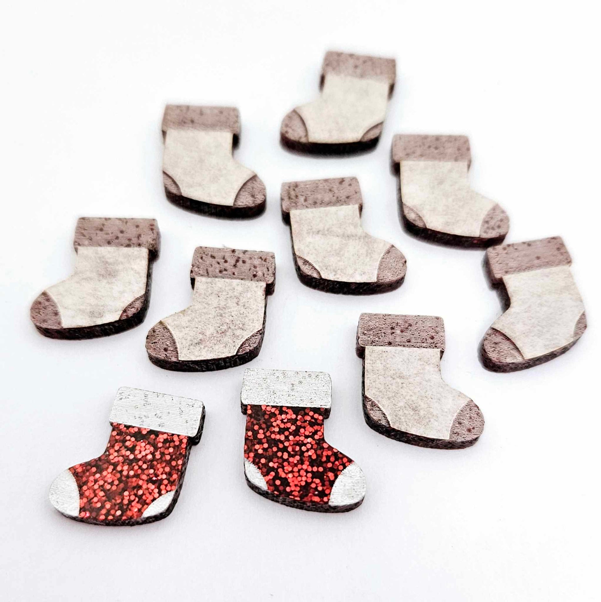 red glitter stockings Christmas Xmas DIY earring supplies laser cut acrylic studs blanks paint fill engraved