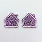 purple glitter gingerbread houses Christmas Xmas DIY earring supplies laser cut acrylic dangles blanks engraved paint fill icing frosting