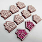 hot pink glitter gingerbread houses Christmas Xmas DIY earring supplies laser cut acrylic studs blanks engraved paint fill icing frosting
