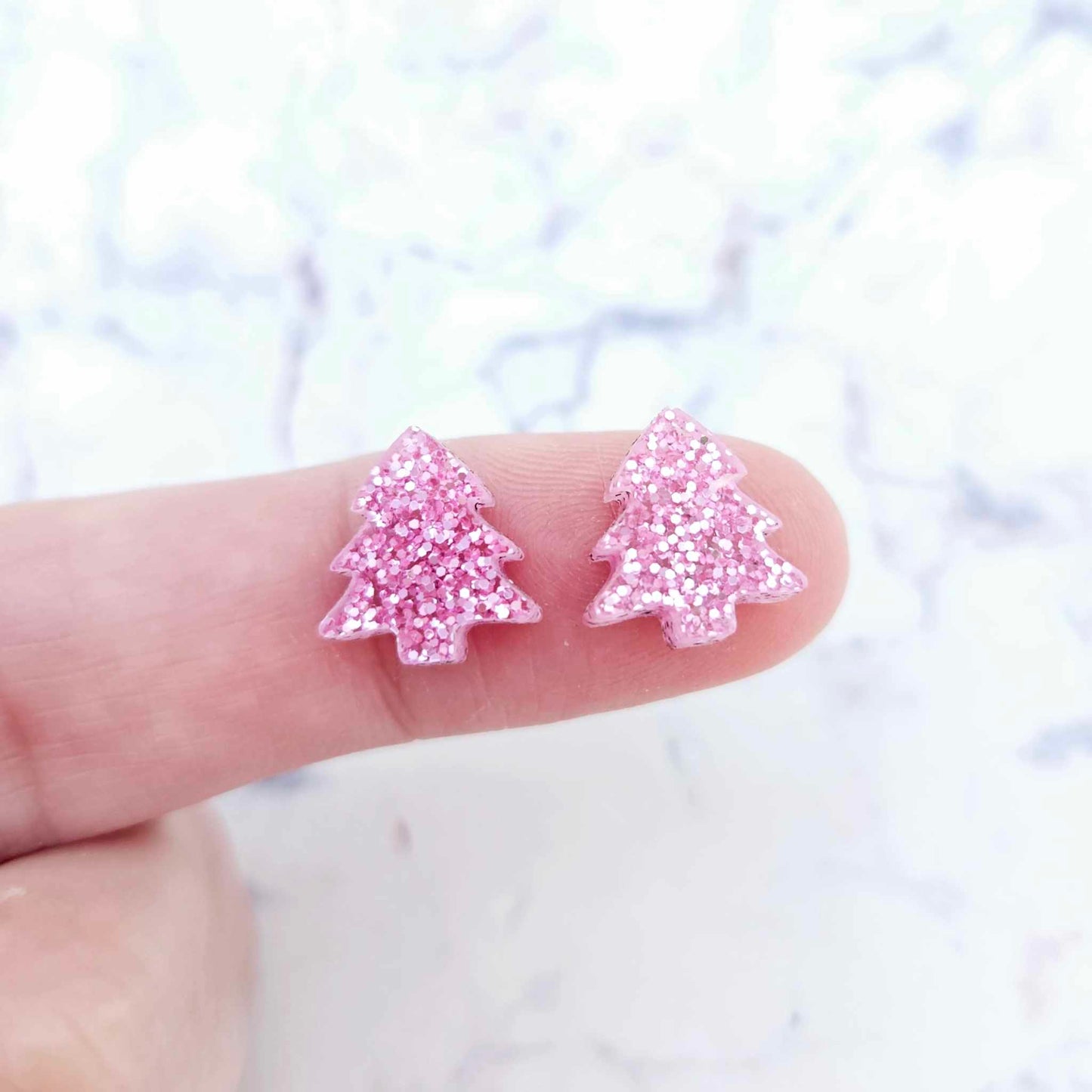 teal hot pink purple holographic blue glitter Christmas Xmas tree kids mixed pack DIY earring supplies laser cut acrylic studs blanks