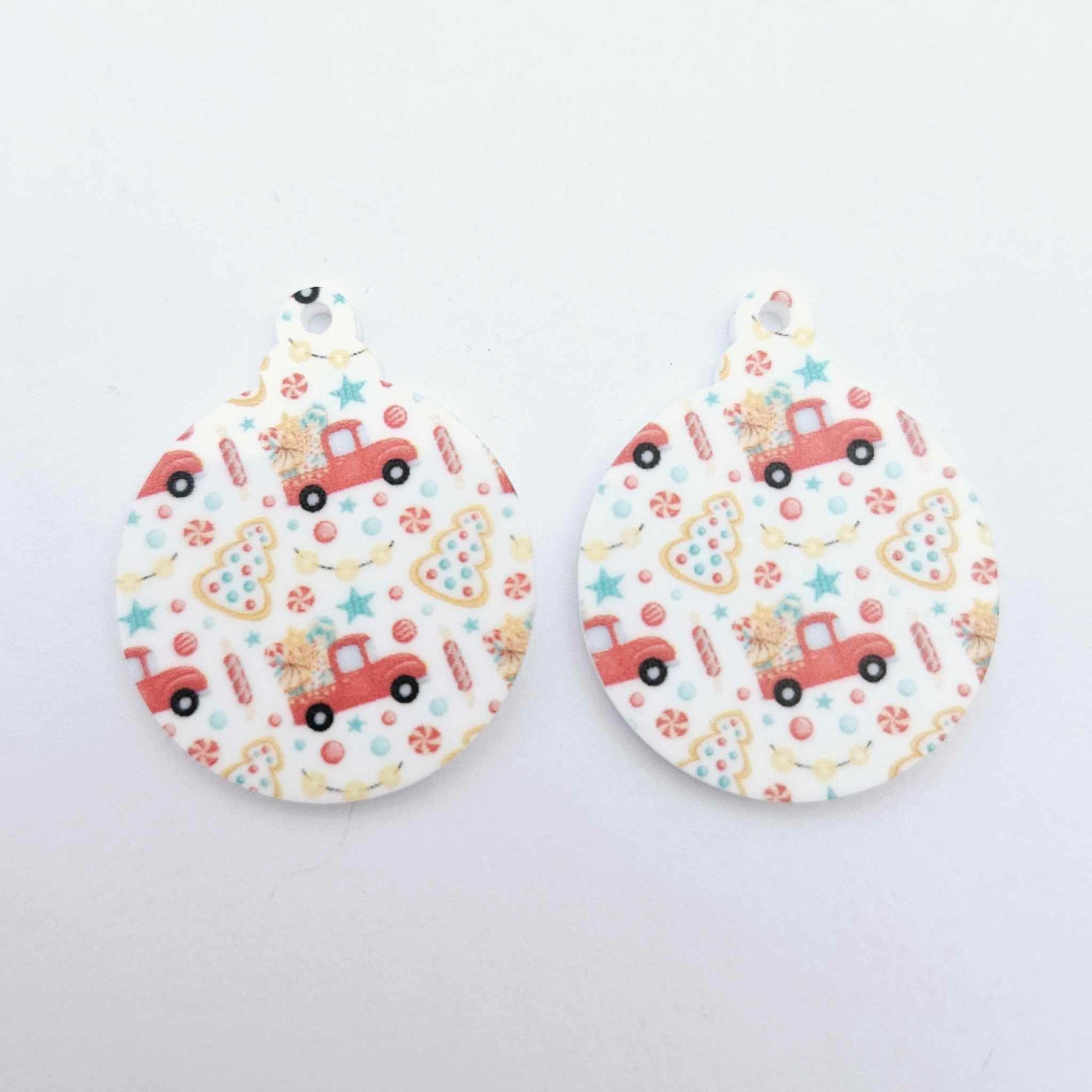 UV print gingerbread men Christmas Xmas tree DIY earring supplies laser cut acrylic dangles blanks