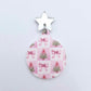 pink patchwork bows trees UV print baubles Christmas Xmas tree DIY earring supplies laser cut acrylic dangles blanks