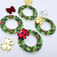 green UV print red baubles wreath Christmas Xmas bows DIY earring supplies laser cut acrylic dangles blanks engraved paint filled baubles layered hoops