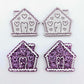 purple glitter gingerbread houses Christmas Xmas DIY earring supplies laser cut acrylic dangles blanks engraved paint fill icing frosting