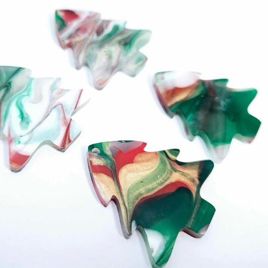red green white gold marble swirl acrylic Christmas Xmas tree DIY earring supplies laser cut blanks dangles