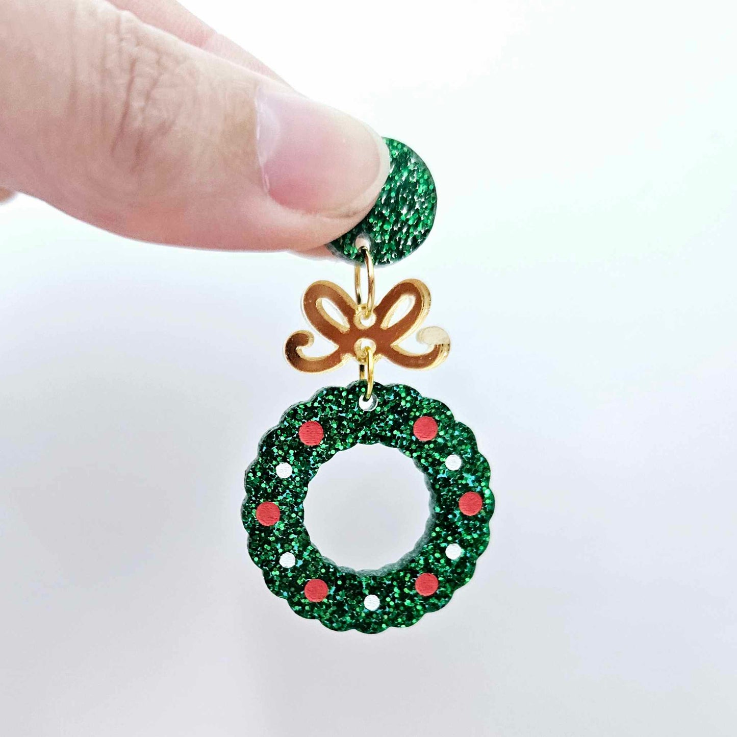 30mm GREEN GLITTER Acrylic WREATHS