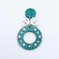 teal glitter wreath Christmas Xmas bows DIY earring supplies laser cut acrylic dangles blanks engraved paint filled baubles layered hoops