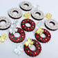 red glitter wreath Christmas Xmas silver mirror bows DIY earring supplies laser cut acrylic studs blanks engraved paint filled baubles statement