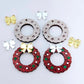 red glitter wreath Christmas Xmas bows DIY earring supplies laser cut acrylic dangles blanks engraved paint filled baubles layered hoops