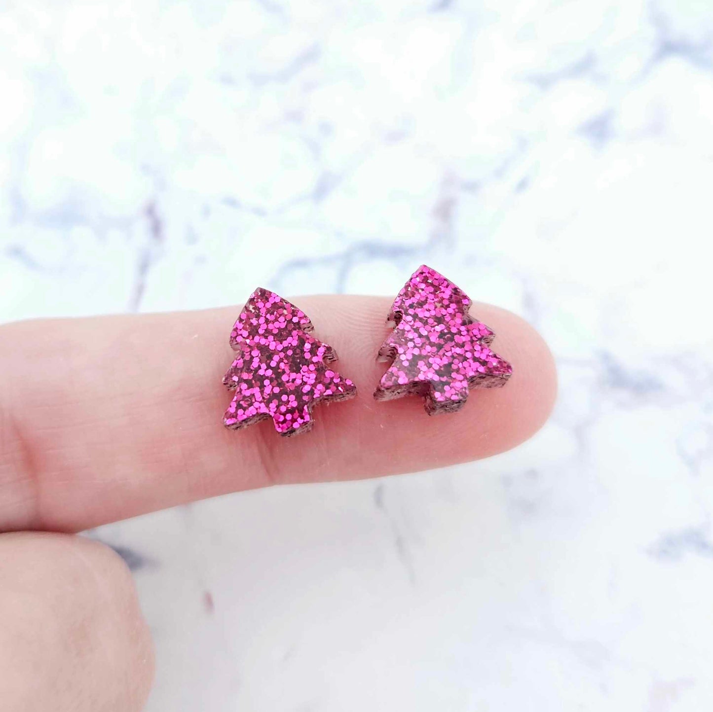 teal hot pink purple holographic blue glitter Christmas Xmas tree kids mixed pack DIY earring supplies laser cut acrylic studs blanks