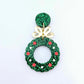 green glitter wreath Christmas Xmas bows DIY earring supplies laser cut acrylic dangles blanks engraved paint filled baubles layered hoops