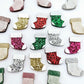 red green gold hot pink silver glitter stockings Christmas Xmas DIY earring supplies laser cut acrylic studs blanks paint fill engraved mixed pack