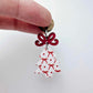 pink white candy stripes red bows heart UV print Christmas Xmas mini tree DIY earring supplies laser cut acrylic dangles blanks