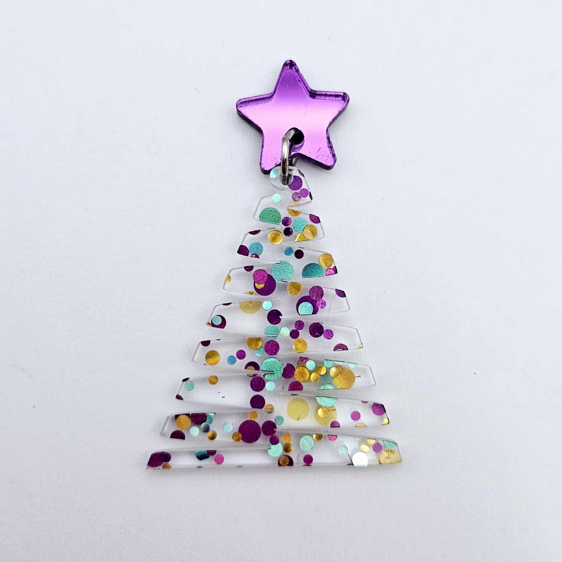 purple blue gold bubble glitter zigzag Christmas tree DIY acrylic earring supplies dangles blanks