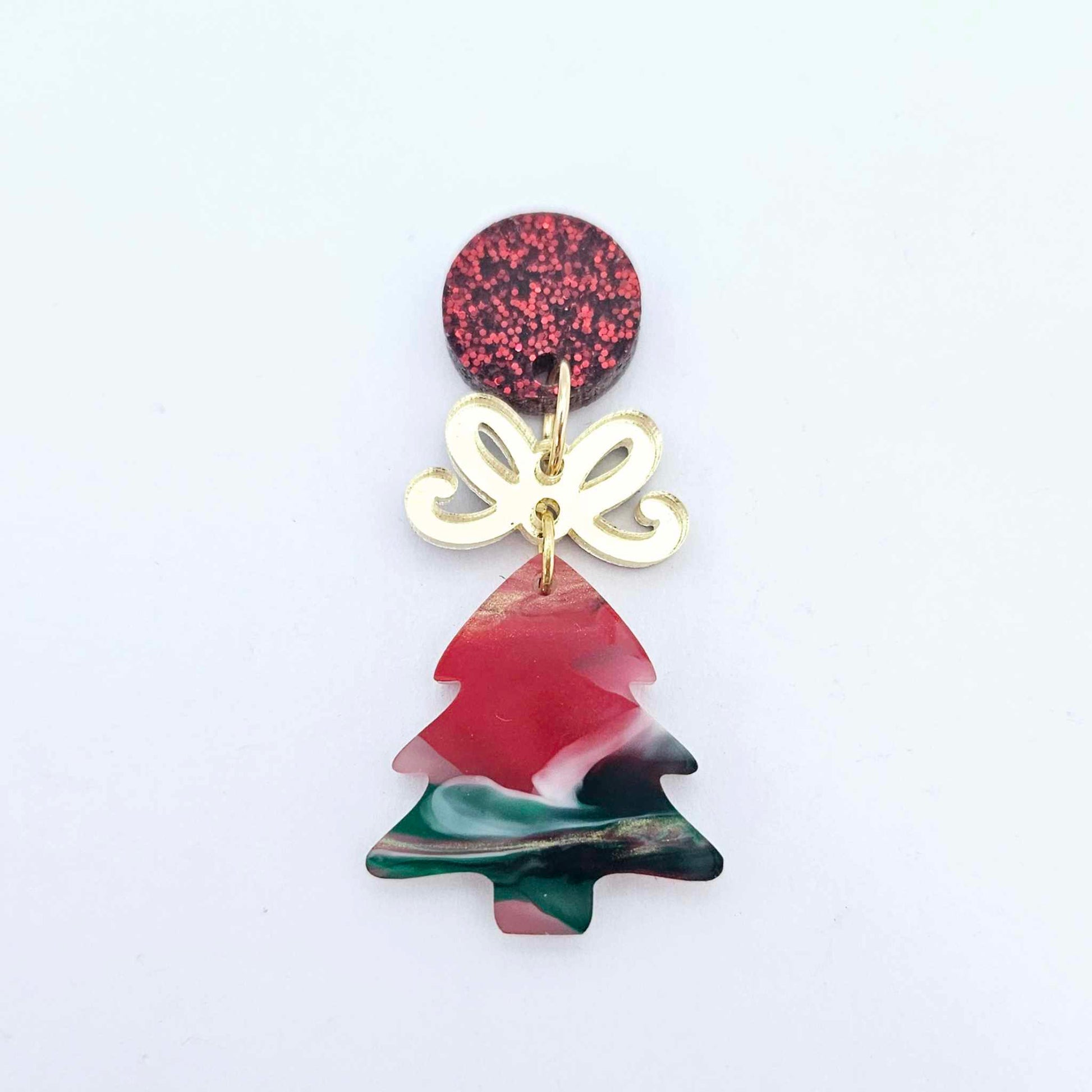 red green white gold marble swirl acrylic mini Christmas Xmas tree DIY earring supplies laser cut blanks dangles