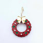 red glitter wreath Christmas Xmas bows DIY earring supplies laser cut acrylic dangles blanks engraved paint filled baubles layered hoops
