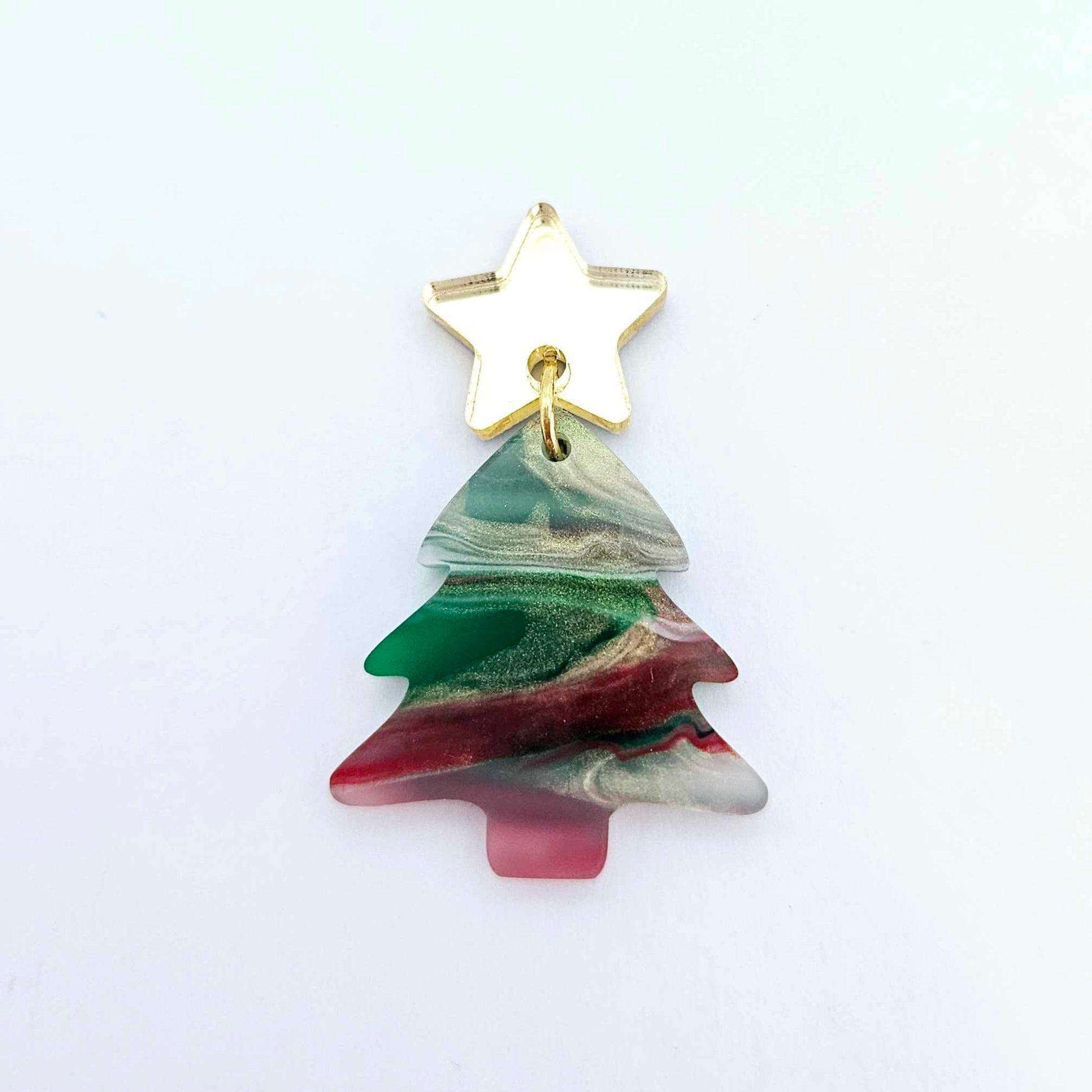 red green white gold marble swirl acrylic mini Christmas Xmas tree DIY earring supplies laser cut blanks dangles