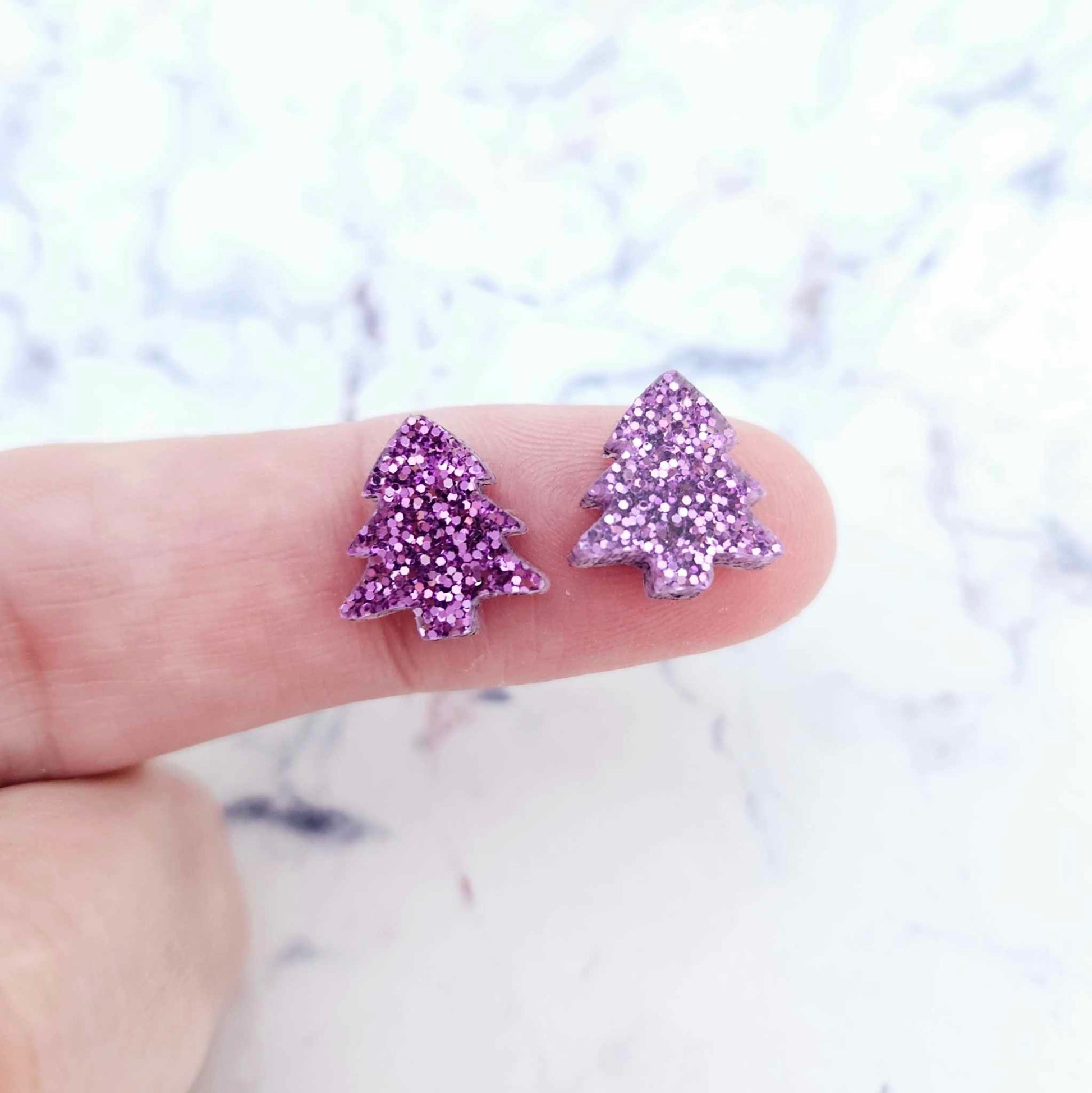 teal hot pink purple holographic blue glitter Christmas Xmas tree kids mixed pack DIY earring supplies laser cut acrylic studs blanks