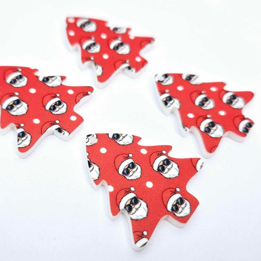 red cool santa with sunnies UV print Christmas Xmas tree DIY earring supplies laser cut acrylic dangles blanks