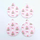 pink patchwork bows trees UV print baubles Christmas Xmas tree DIY earring supplies laser cut acrylic dangles blanks